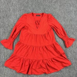 Pomander Place Dress Womens Medium Red Tiered Ruffle Tuckernuck V Neck Boho